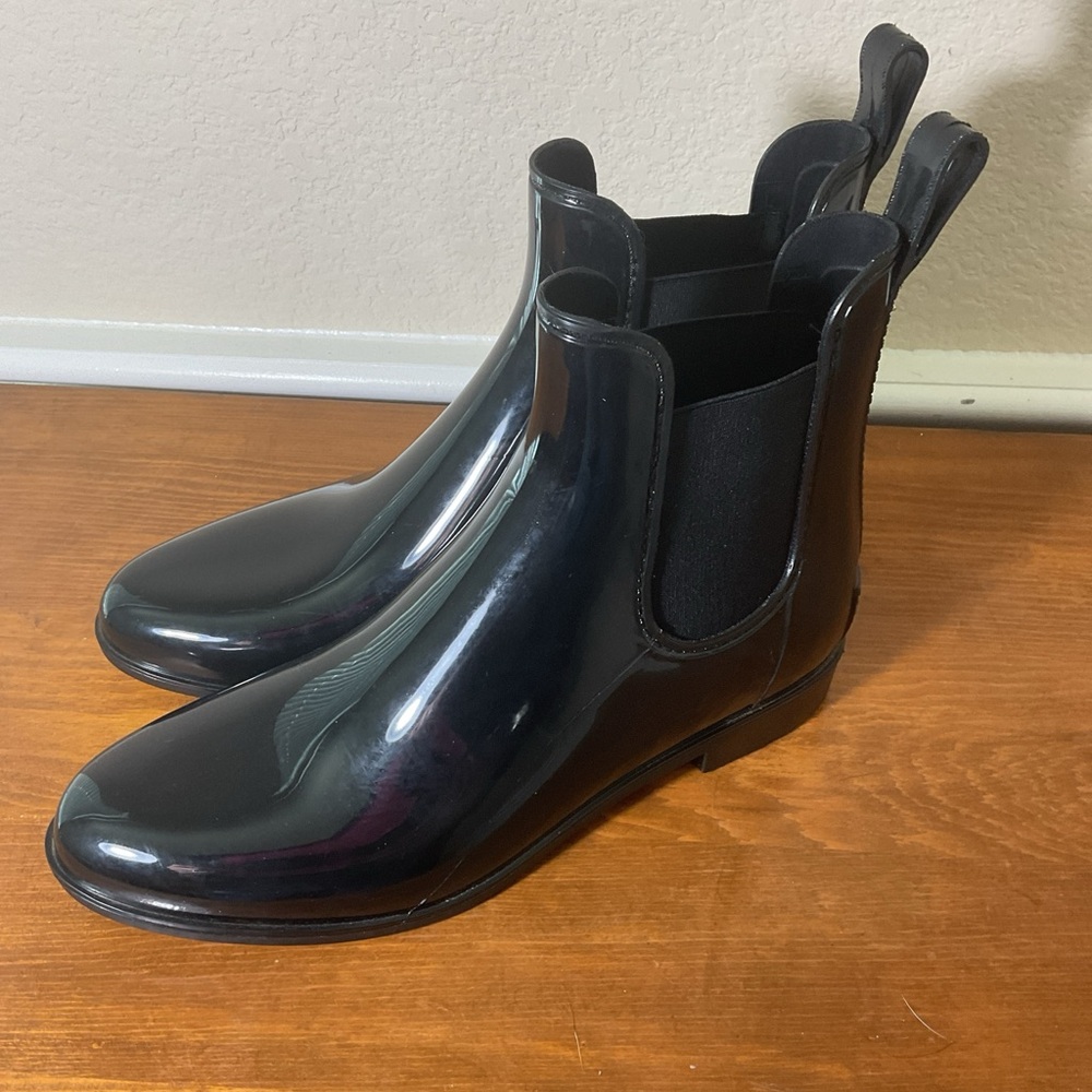 Sam Edelman Womens Black Almond Toe Pull On Ankle Chelsea Rain Boots Size 11 EUC